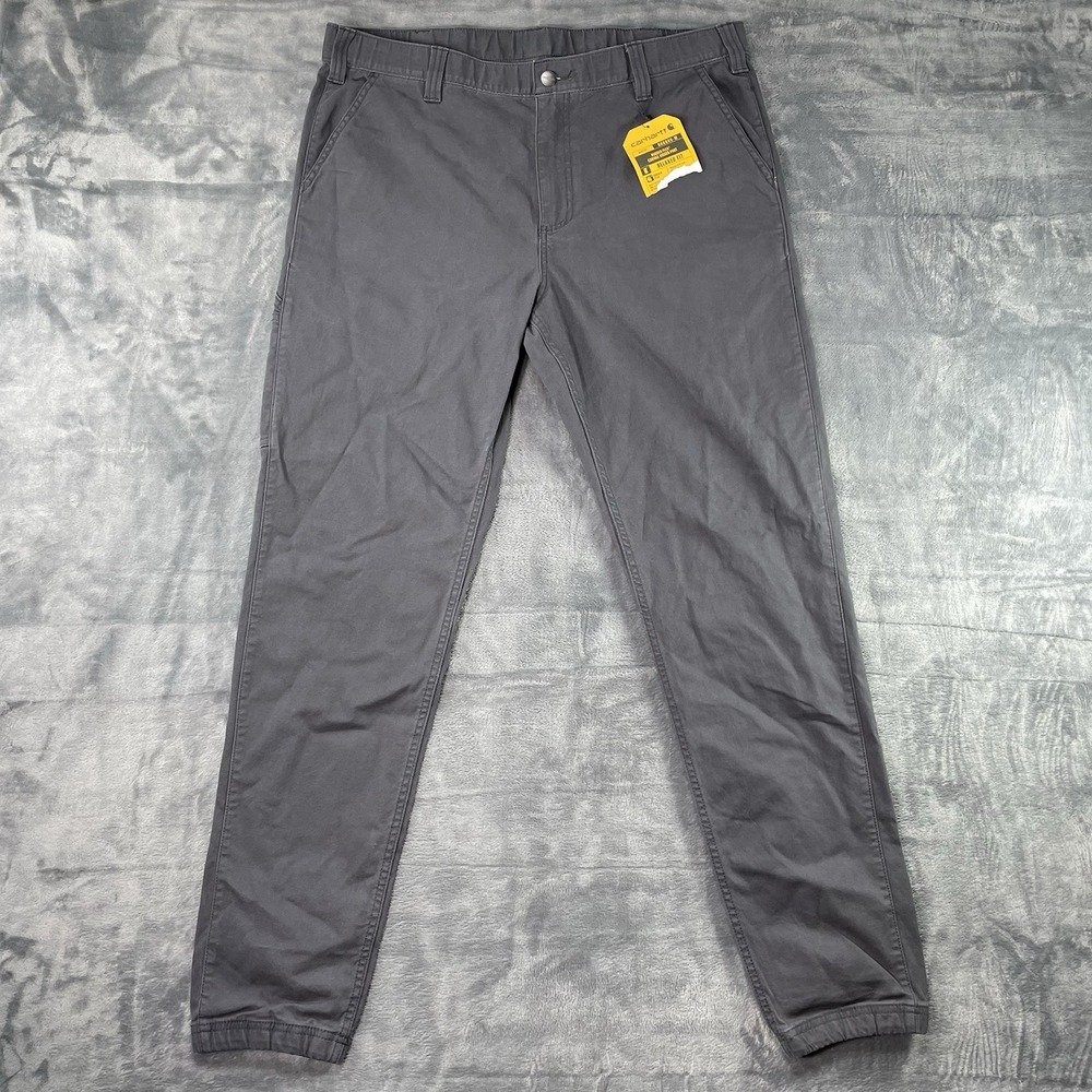 Carhartt Pants Mens 36 Tall Grey Rugged Flex Canvas Joggers Relaxed Fit BN6889-M